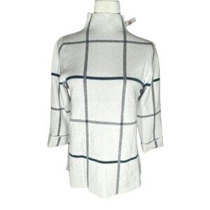 NWT Tahari Women's Windowpane Mock Neck Pullover Sweater Size Medium